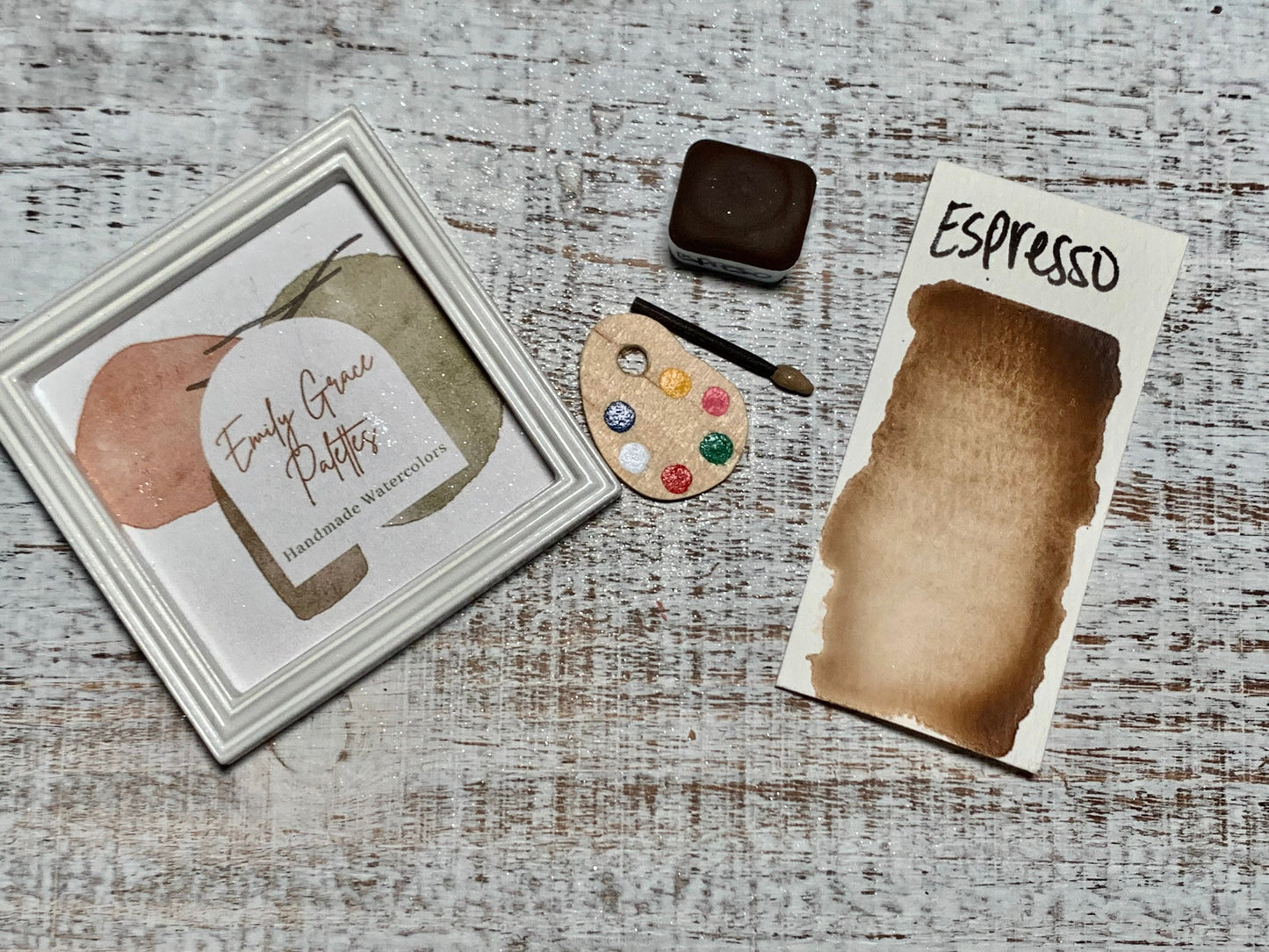 Espresso | Handmade Watercolors | Handmade Paint | Half Pans | Brown | Matte Watercolors | Watercolor Florals | Boho Series