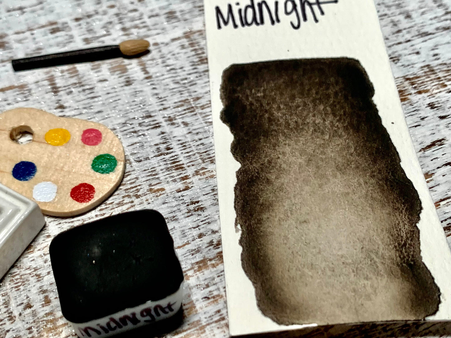 Midnight | Handmade Watercolors | Brown Black | Handmade Cards | Watercolor Florals | Matte Pigment | Half Pans