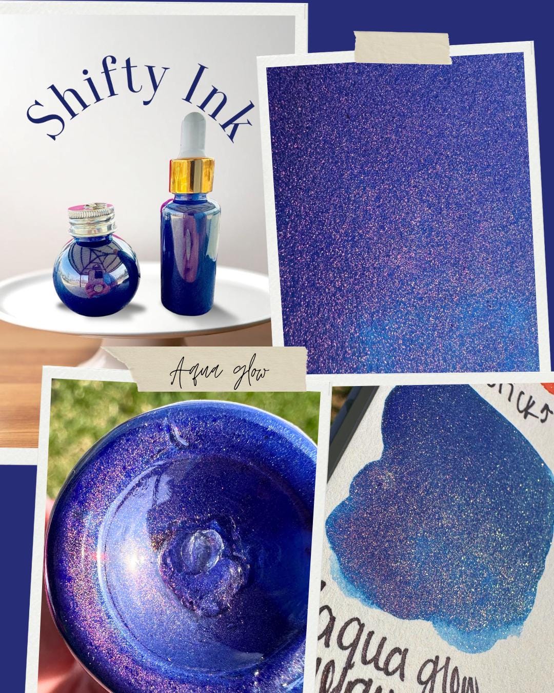 Aqua Glow | Shifting Ink | Handmade Ink | Calligrapby | Stencils | Handmade Cards| Watercolor Art | Colorshift Ink | Shimmer Ink