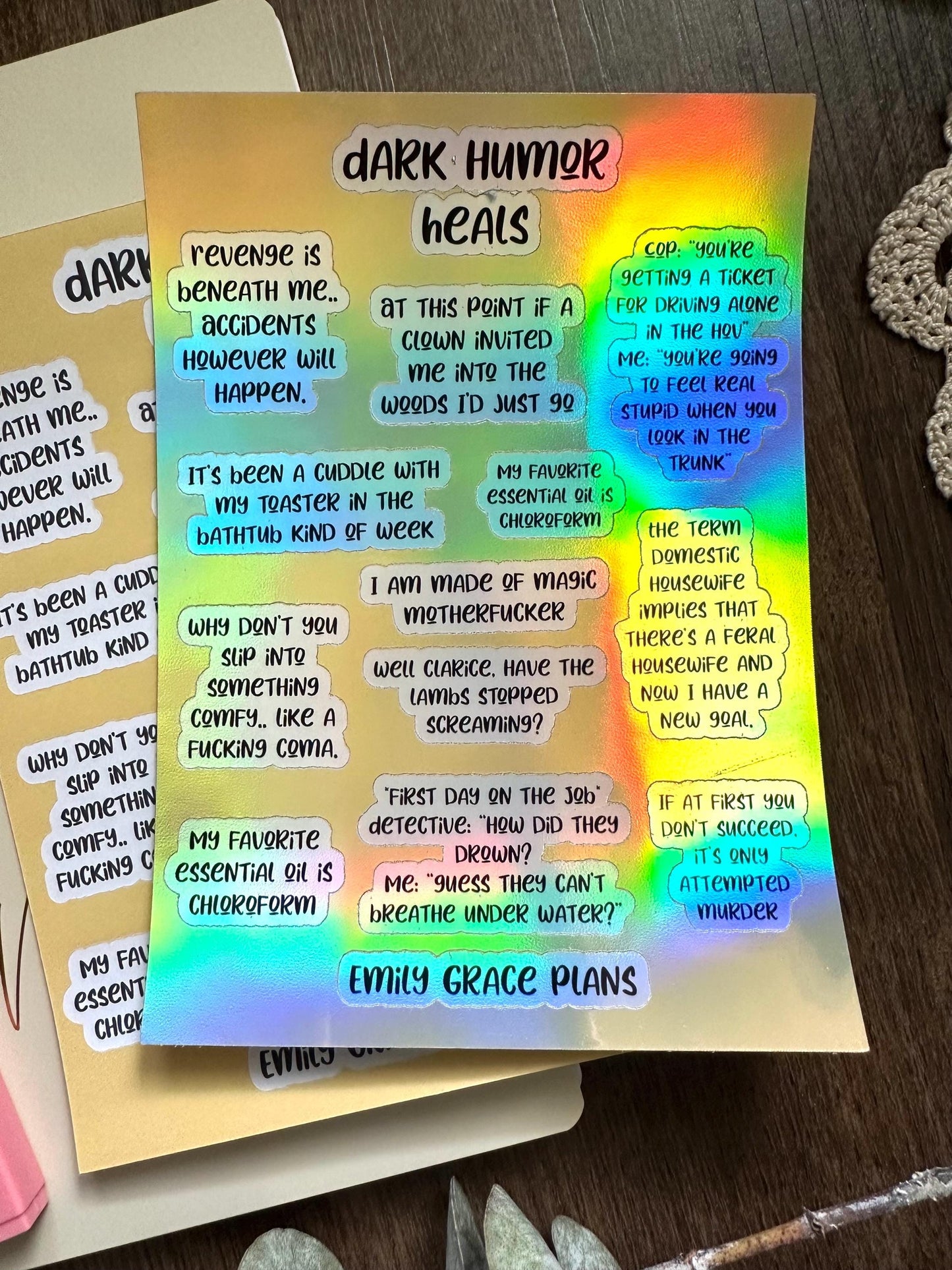 Dark Humor Heals - Snarky Sticker Sheet - Embrace Your Inner Sass! Planner stickers, planner embellishments, curse words, dark humor