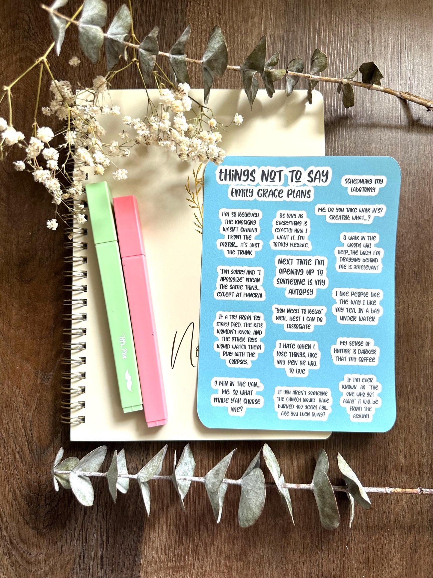 Things not to say - Snarky Sticker Sheet - Embrace Your Inner Sass! Planner stickers, planner embellishments, curse words, dark humor