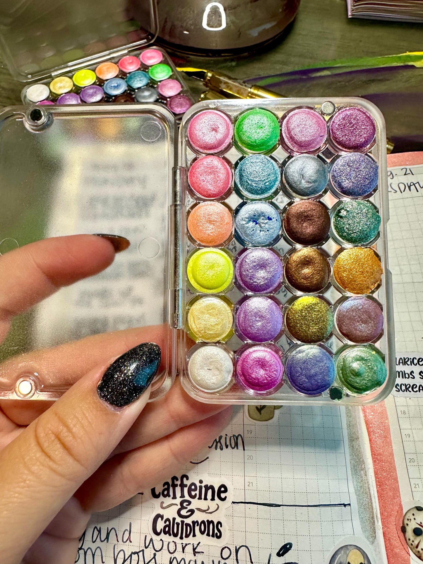 24 Color Set | Spooky Season | Handmade Watercolors | Handmade Paint | Watercolors | Watercolor | Watercolor Artist |Shimmer Paint | Matte