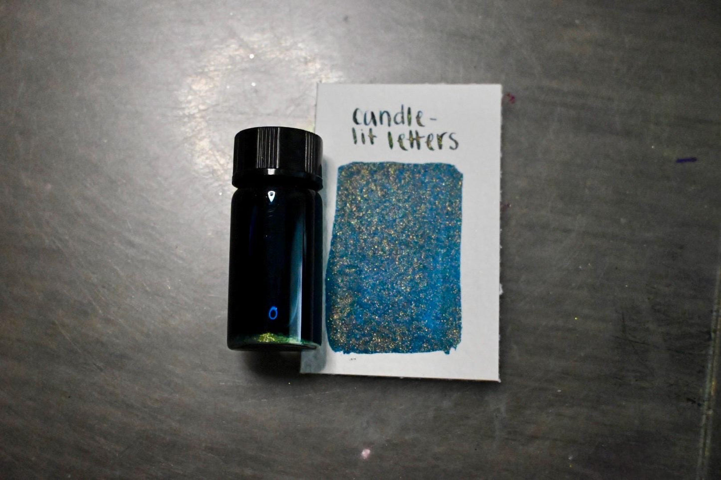 CandleLit Letter | Dip Pen Ink | Handmade Ink | Calligrapby | Stencils | Handmade Cards| Watercolor | Colorshift Ink | Shimmer Ink | Nib Ink