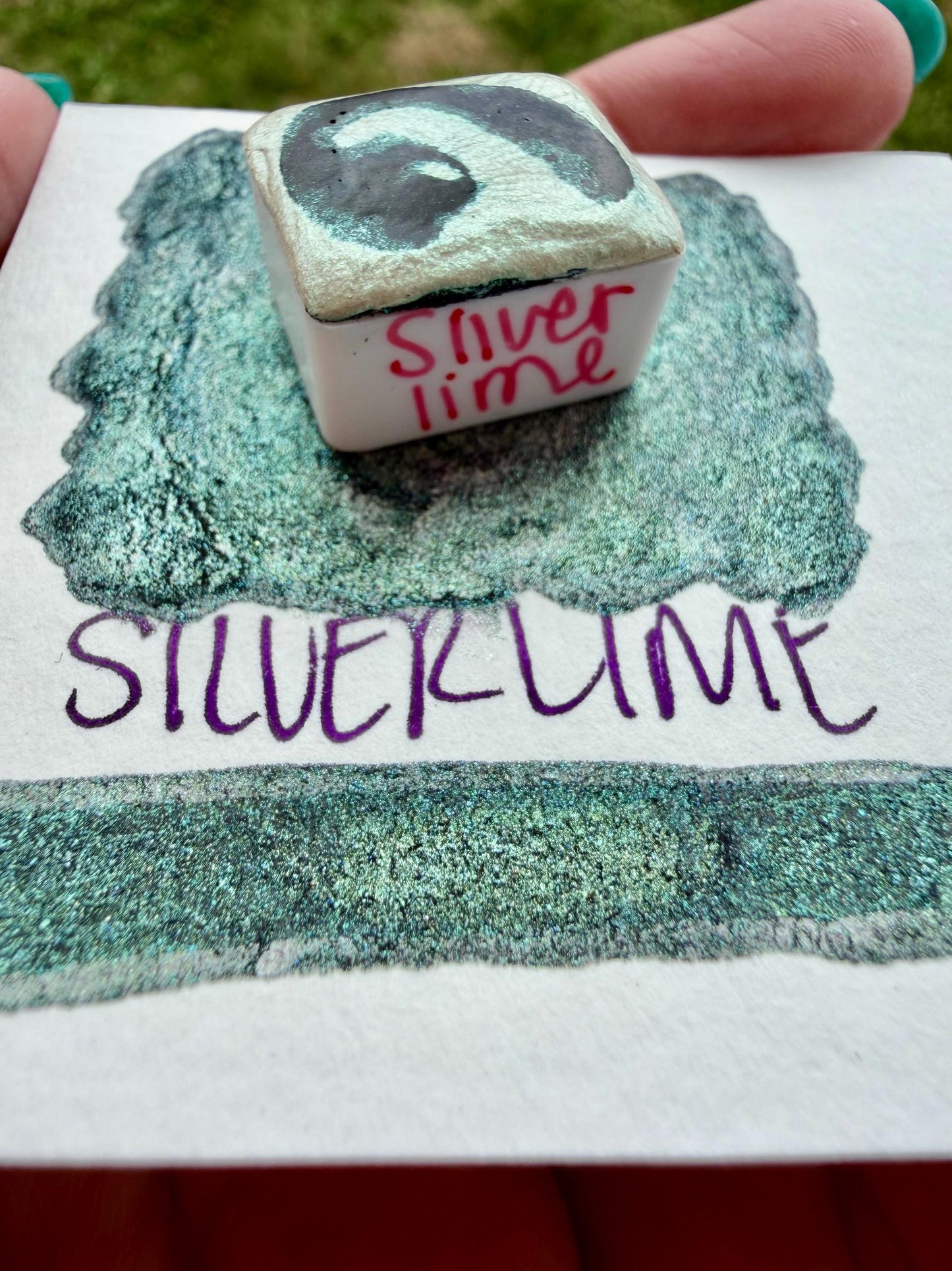 Silver Lime | Handmade Watercolors | Handmade Paint | Watercolors | Watercolor | Handmade Cards | Chrome Watercolors