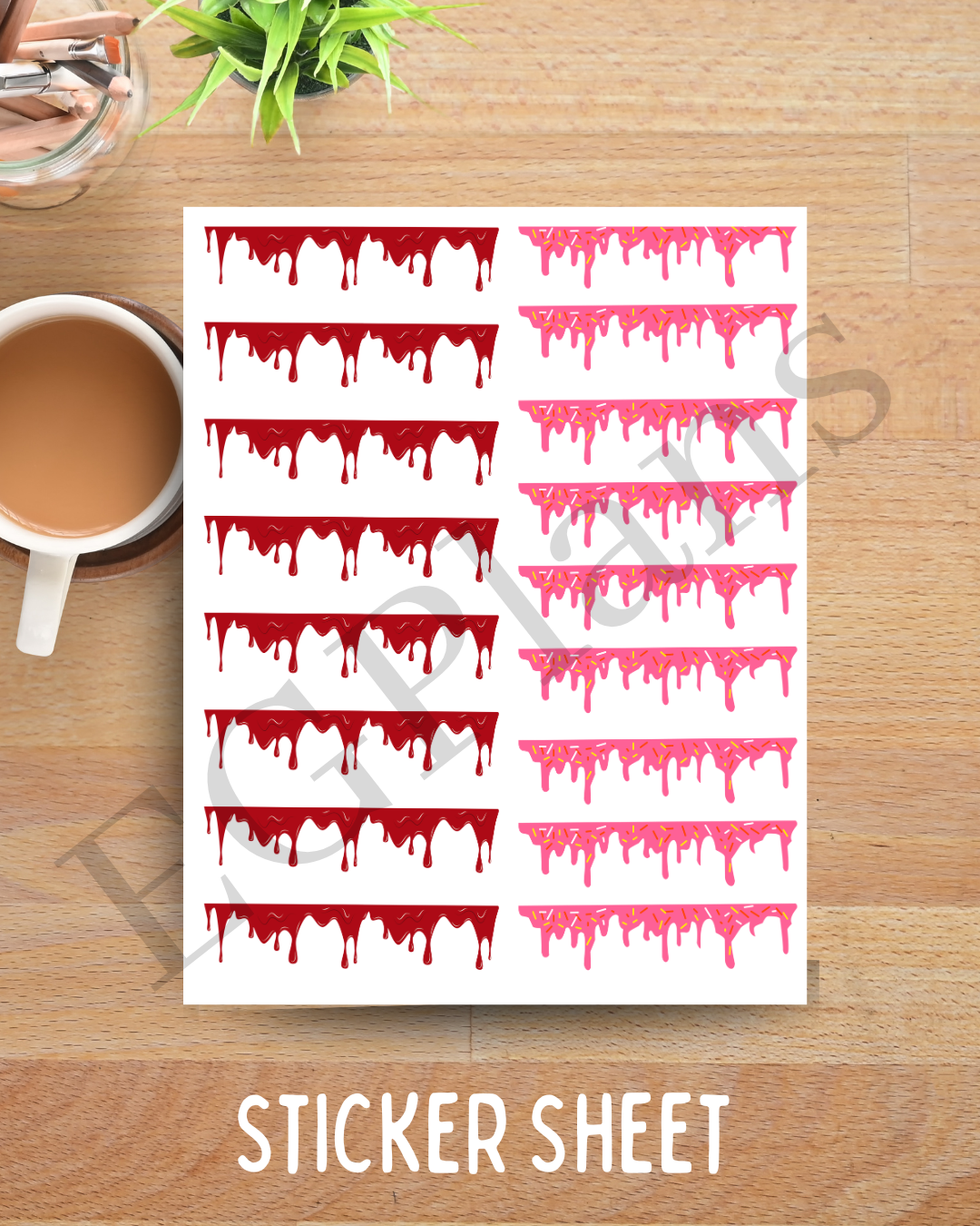 Planner Drips Red & Pink