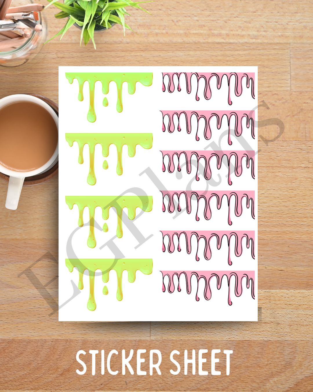 Planner Drips Pink & Green