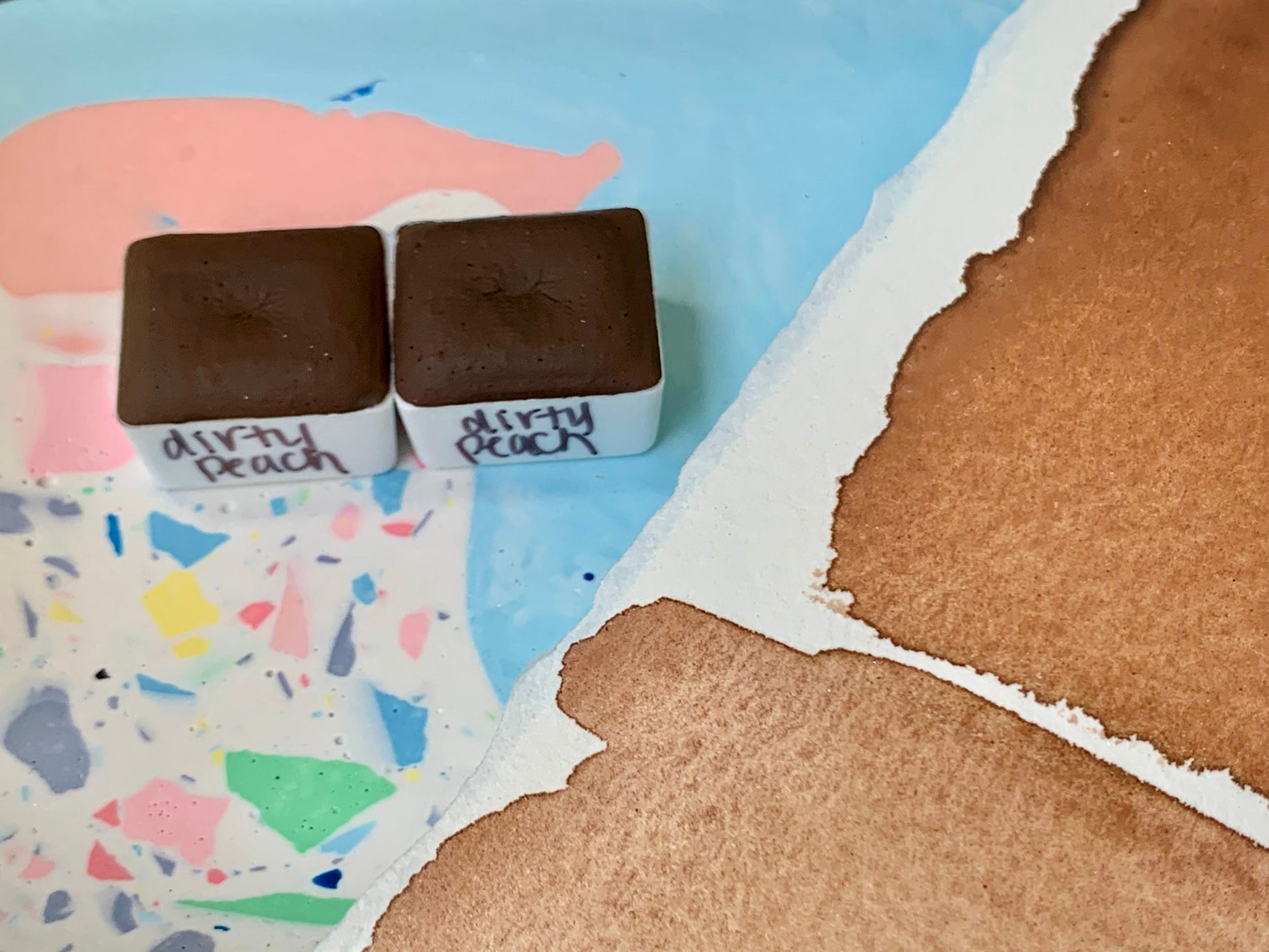 Dirty Peach | Handmade Watercolors | Warm Brown | Handmade Cards | Watercolor Florals | Matte Pigment | Half Pans