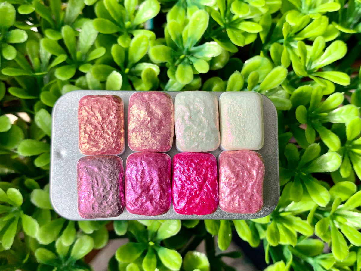 Iconic Pinks SINGLES | Large Particle Mica | Handmade Watercolors |Watercolors | Watercolor Artist | Handmade Watercolor | Calligraphy