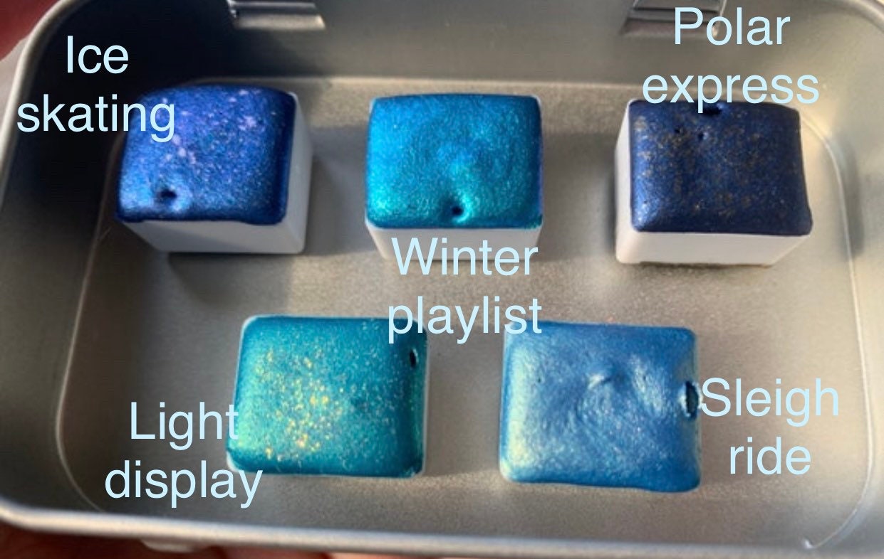 Winter Blues Set | Winter Blues | Handmade Watercolors | Watercolor Set | Gift Ideas | Gift Wrap | Glitter Paint | Shimmer Paint | Handmade