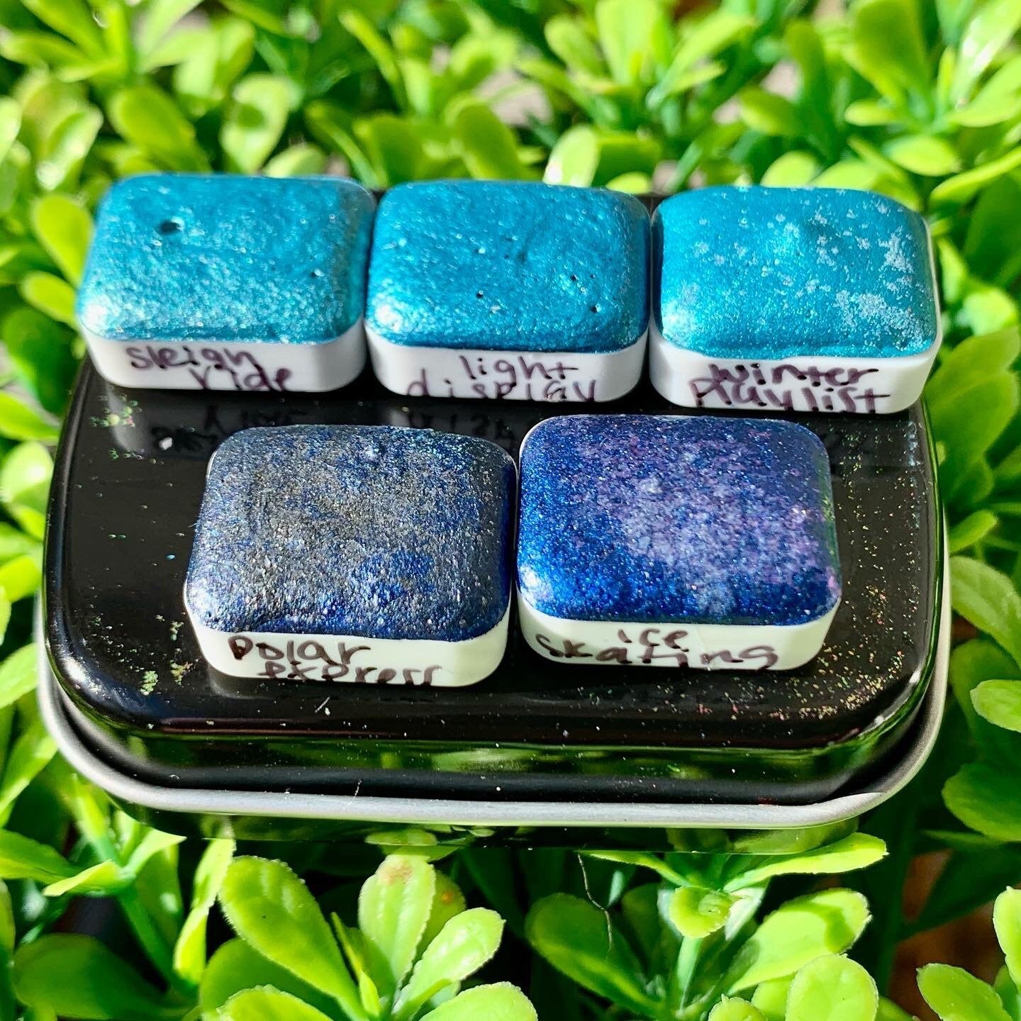 Winter Blues Set | Winter Blues | Handmade Watercolors | Watercolor Set | Gift Ideas | Gift Wrap | Glitter Paint | Shimmer Paint | Handmade