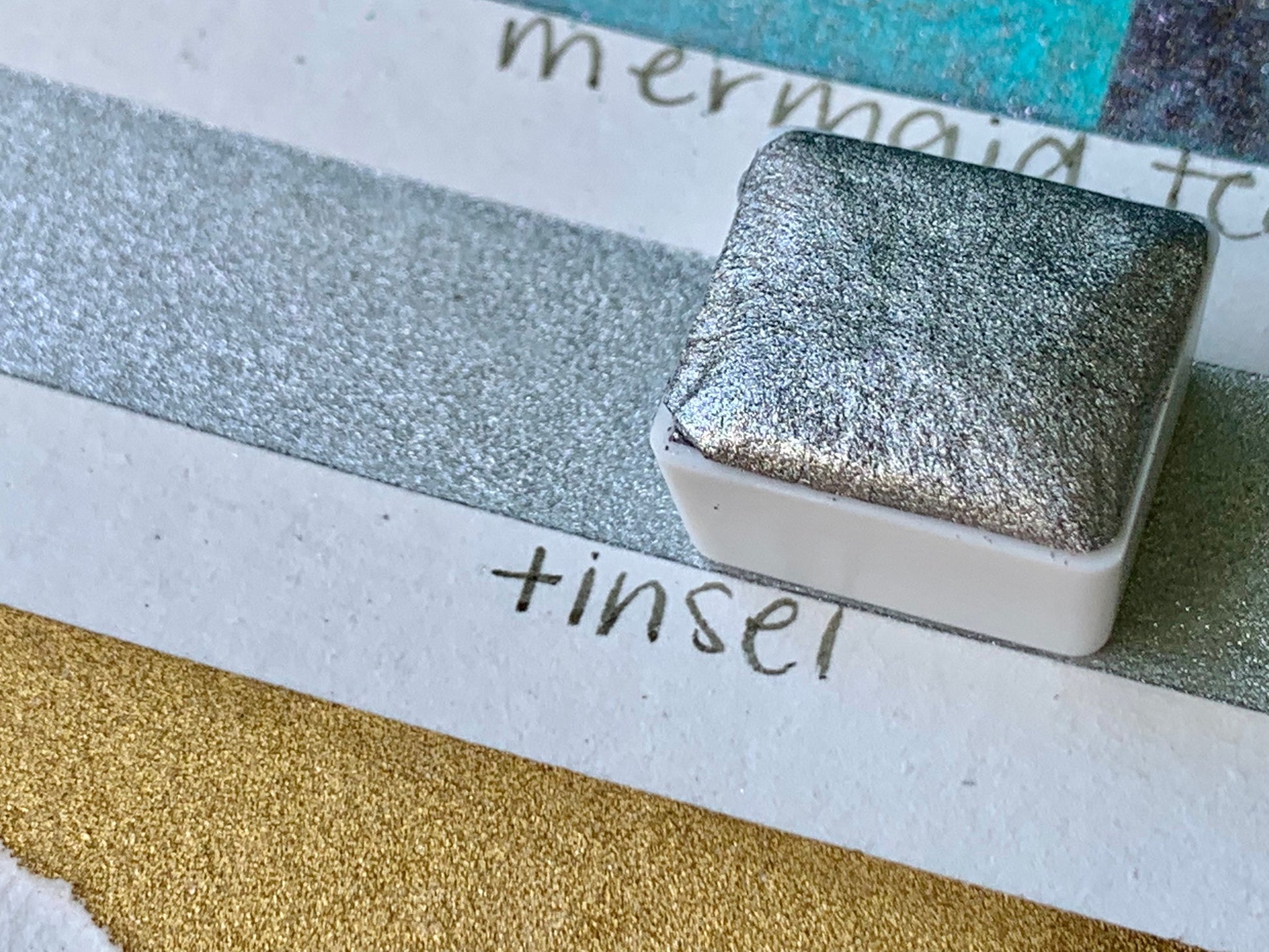 Tinsel | Silver Gold | Holiday | Handmade Watercolors | Handmade Paint | Watercolors | Watercolor | Handmade Cards