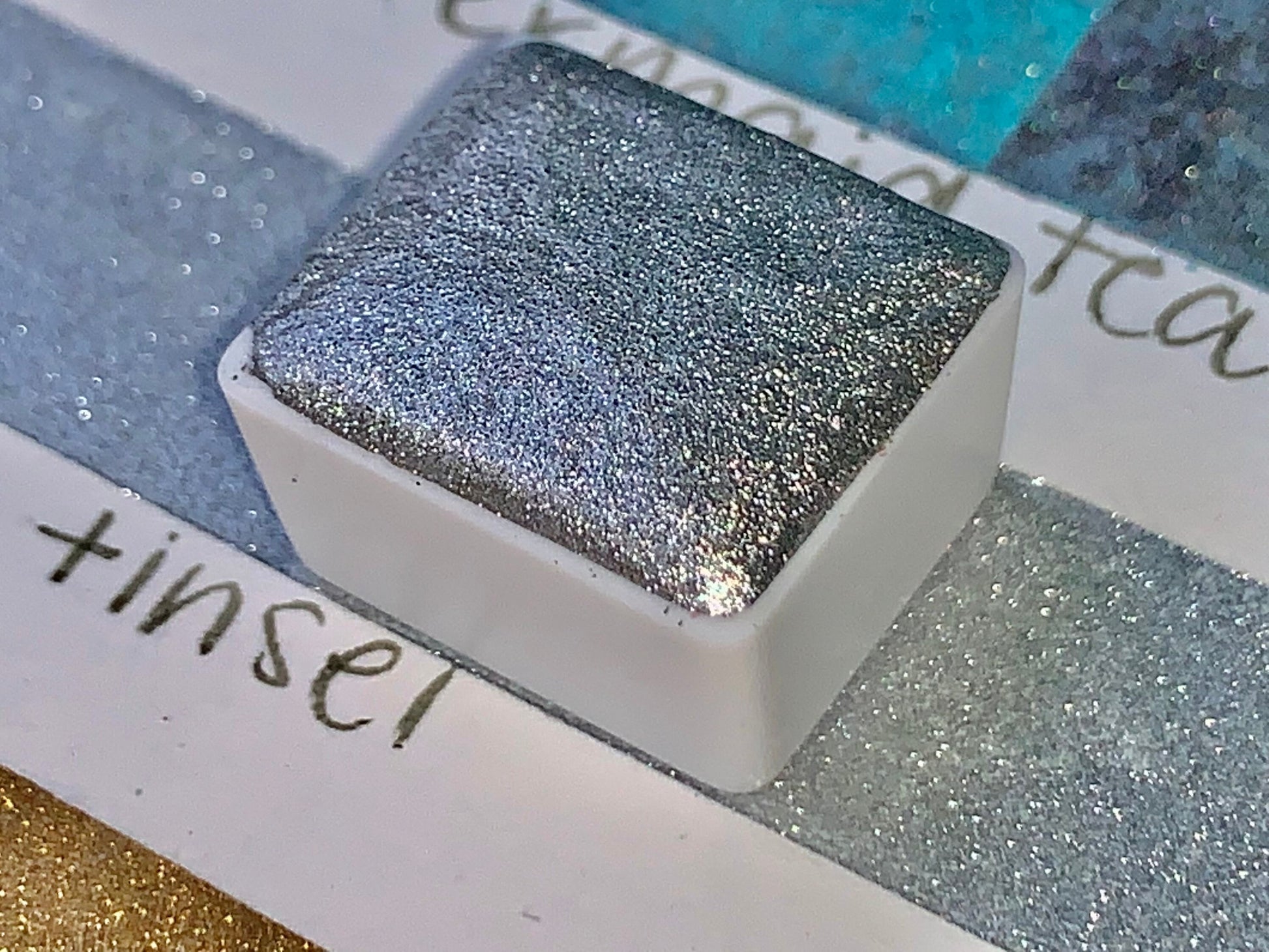 Tinsel | Silver Gold | Holiday | Handmade Watercolors | Handmade Paint | Watercolors | Watercolor | Handmade Cards