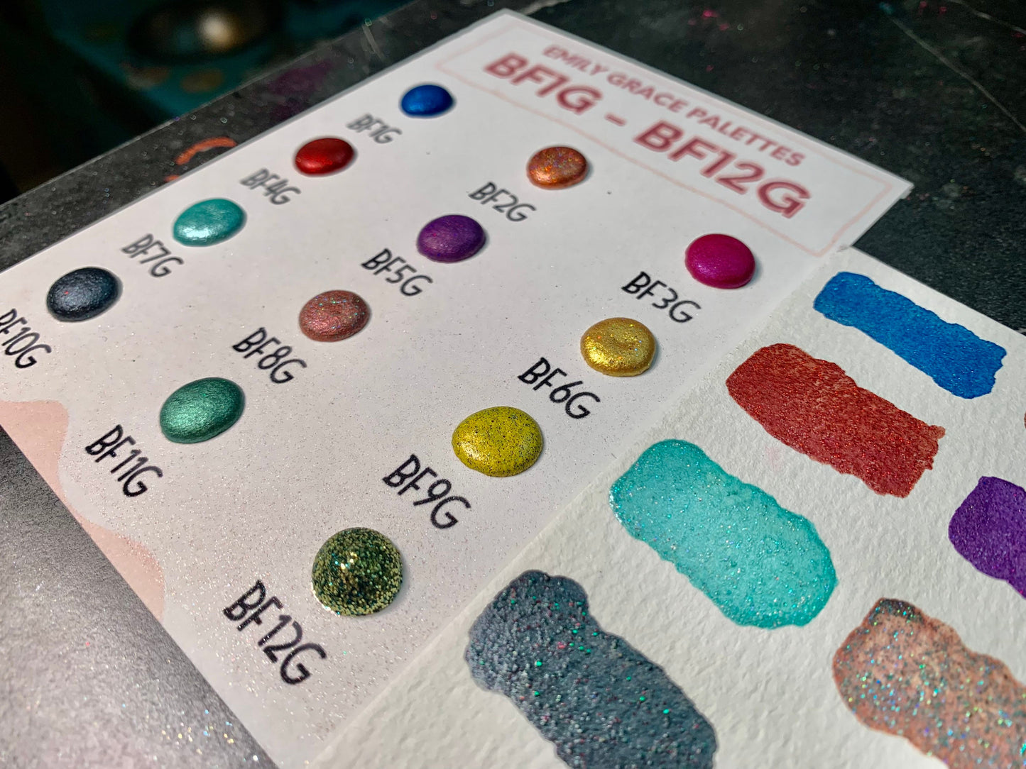 BF1G - BF12G Card | Handmade Watercolors | Handmade Paint | Shimmer Paint | Colorshift |
