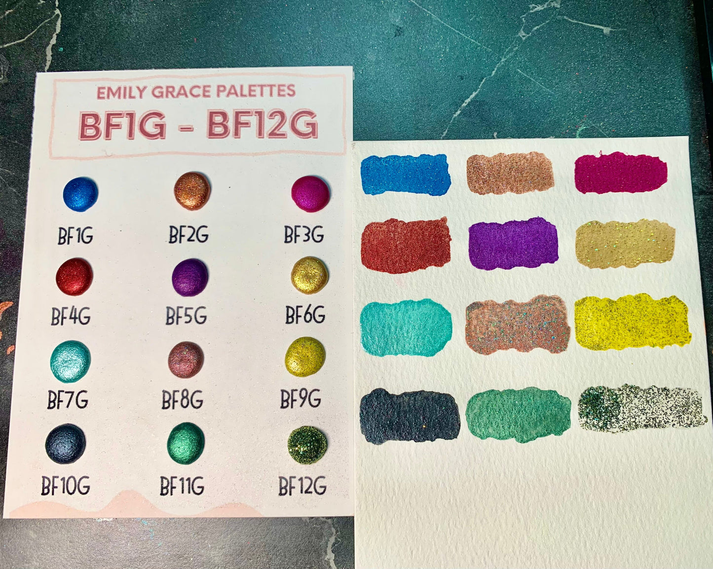 BF1G - BF12G Card | Handmade Watercolors | Handmade Paint | Shimmer Paint | Colorshift |