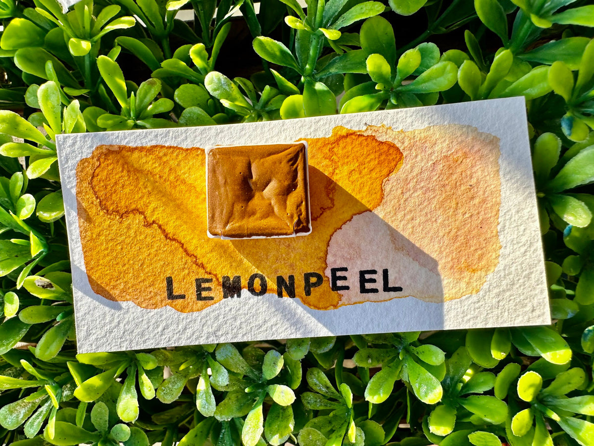 Lemon Peel | Handmade Watercolors | Granulating | Handmade Cards | Watercolor Florals | Matte Pigment | Half Pans | Orange