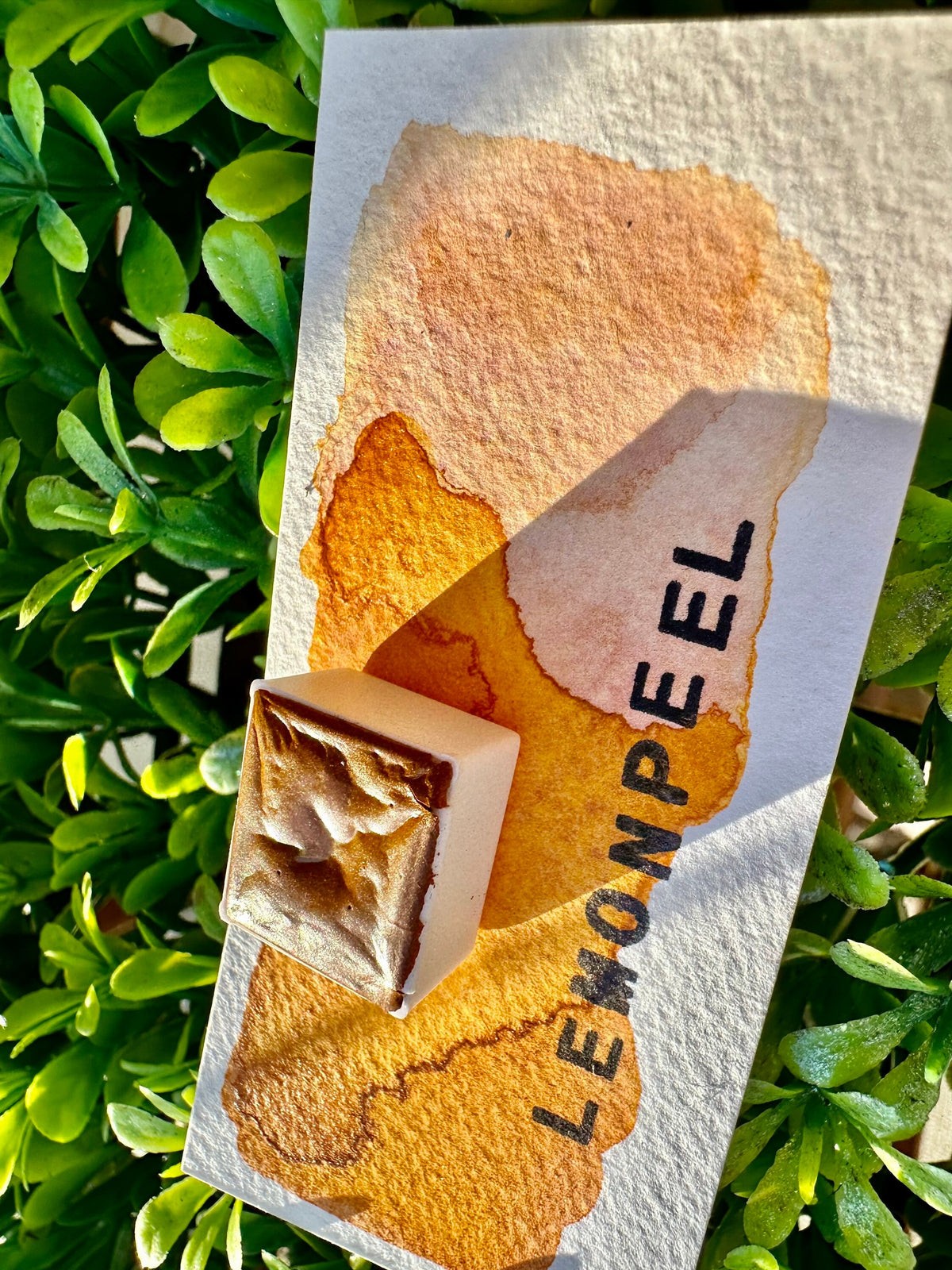 Lemon Peel | Handmade Watercolors | Granulating | Handmade Cards | Watercolor Florals | Matte Pigment | Half Pans | Orange