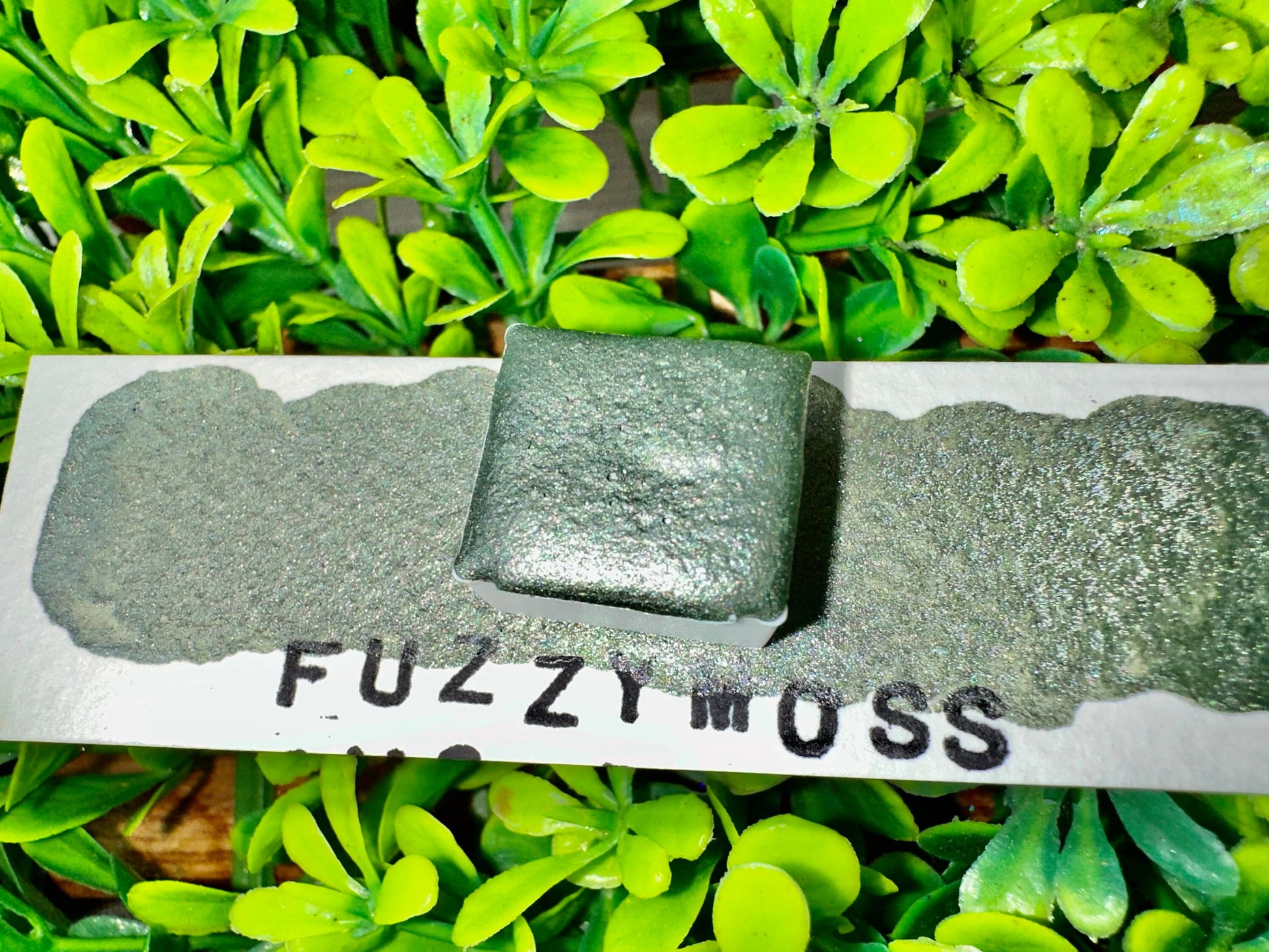 Fuzzy Moss - Reflective Glitter | Handmade Watercolors | Handmade Paint | Calligraphy | Lettering | Flake Pigment