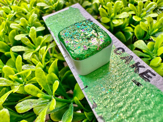King Cake - Mardi Gras Series | Handmade Watercolors | Handmade Paint | Calligraphy | Lettering | Flake Pigment