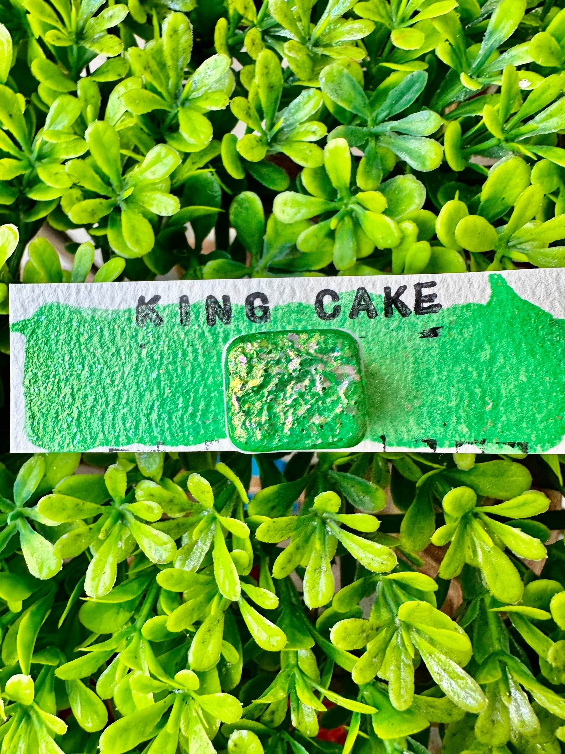 King Cake - Mardi Gras Series | Handmade Watercolors | Handmade Paint | Calligraphy | Lettering | Flake Pigment