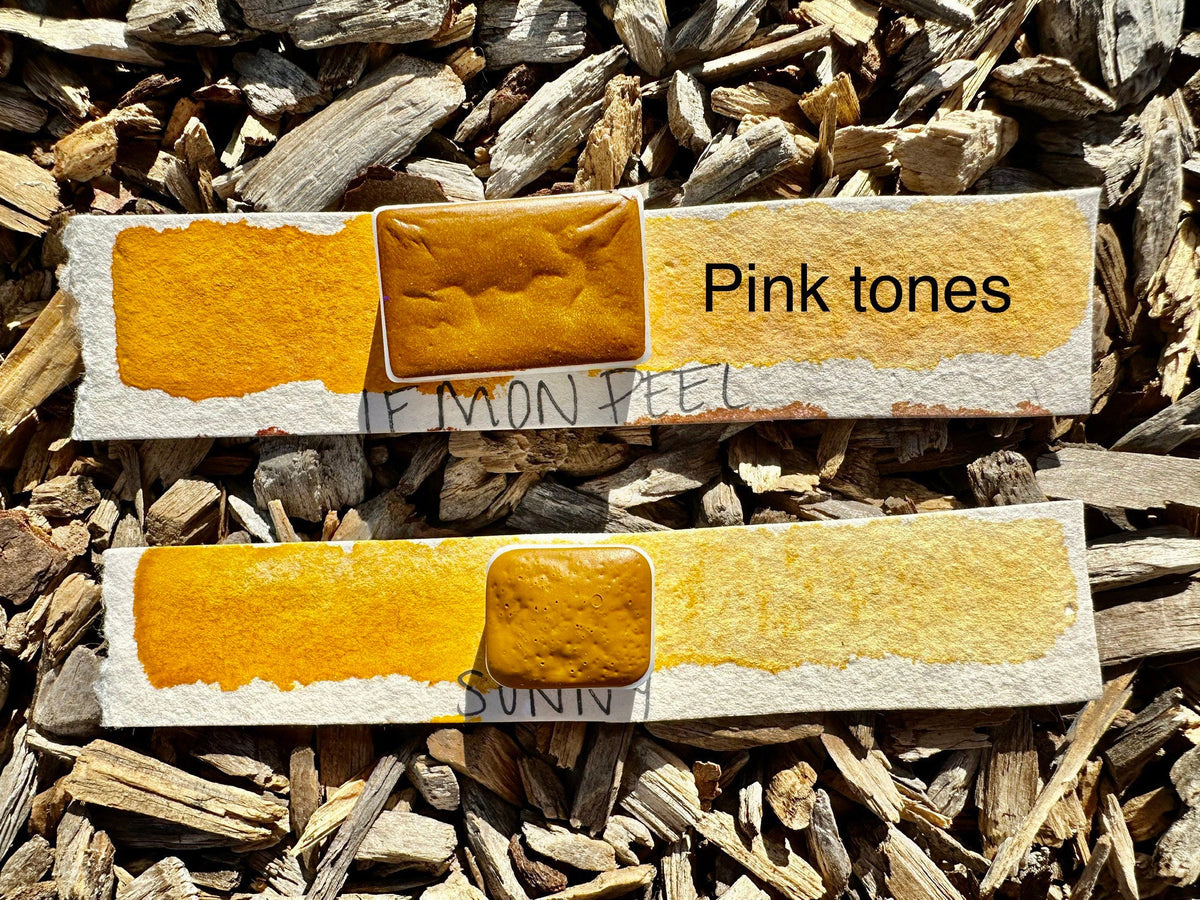 Lemon Peel | Handmade Watercolors | Granulating | Handmade Cards | Watercolor Florals | Matte Pigment | Half Pans | Orange