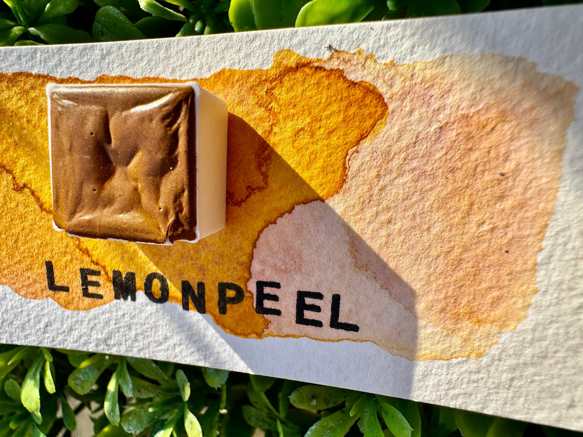 Lemon Peel | Handmade Watercolors | Granulating | Handmade Cards | Watercolor Florals | Matte Pigment | Half Pans | Orange