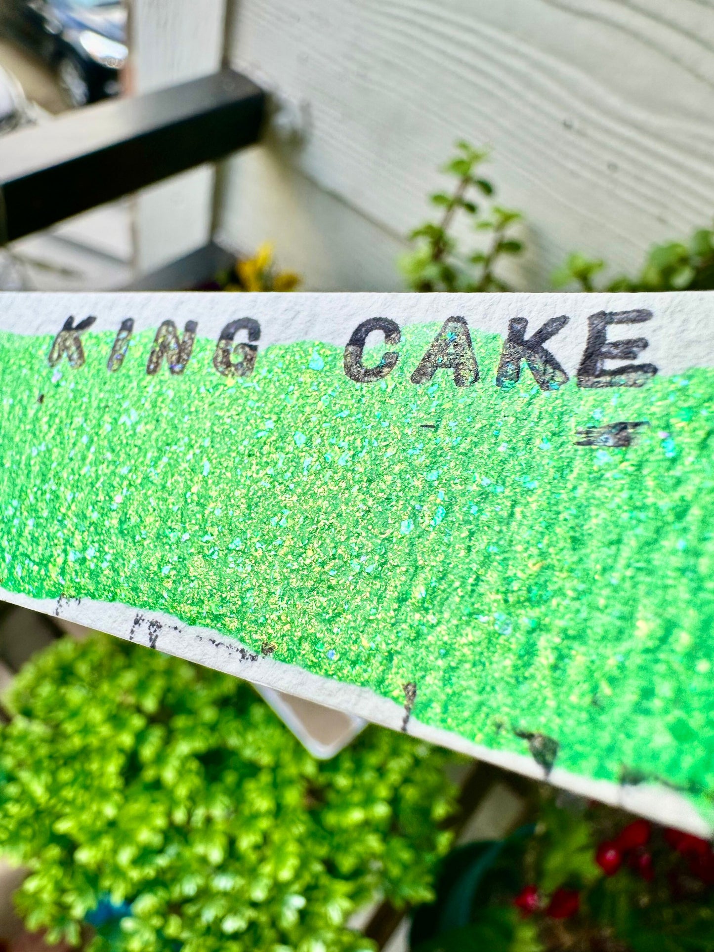 King Cake - Mardi Gras Series | Handmade Watercolors | Handmade Paint | Calligraphy | Lettering | Flake Pigment