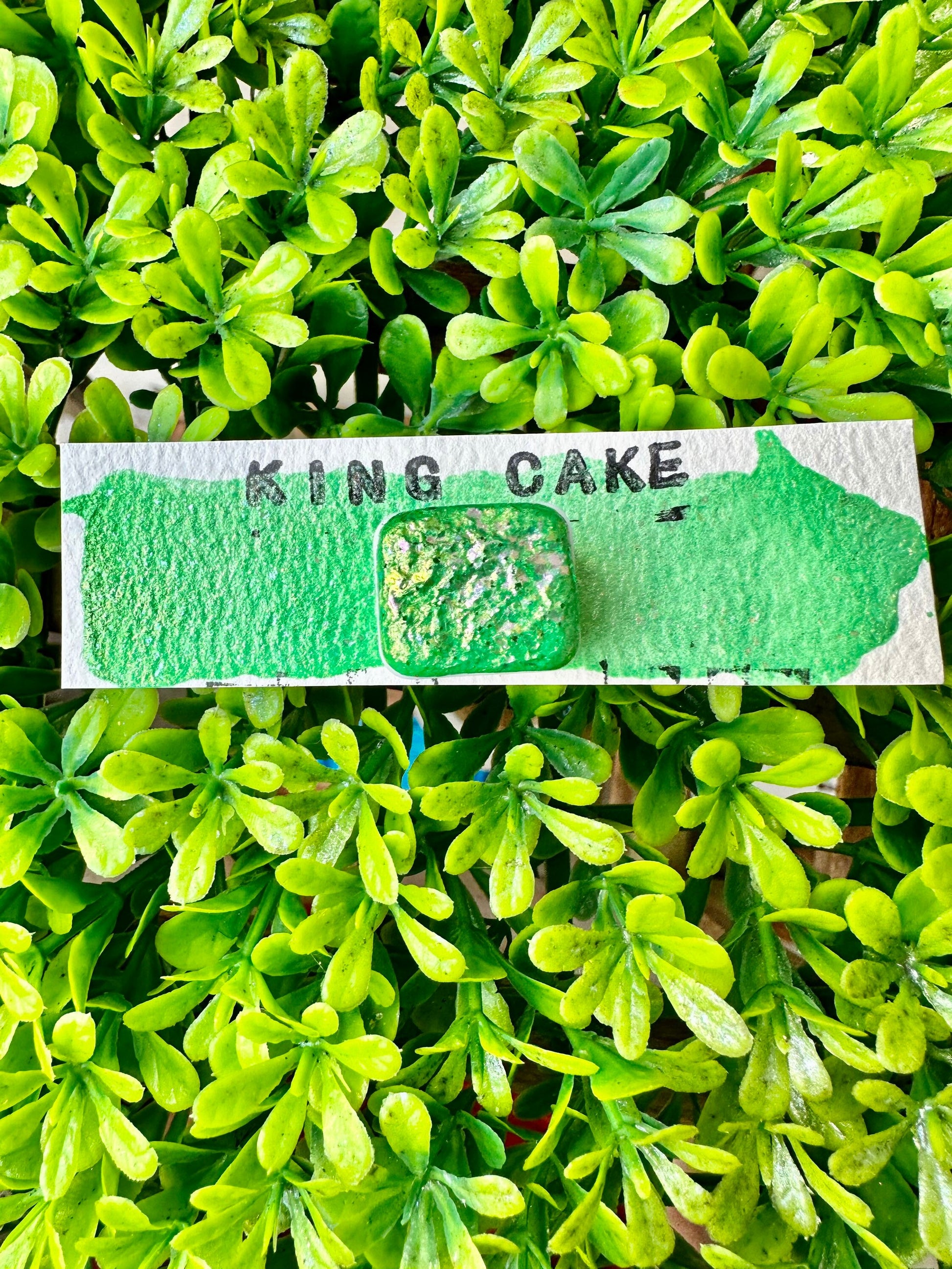 King Cake - Mardi Gras Series | Handmade Watercolors | Handmade Paint | Calligraphy | Lettering | Flake Pigment