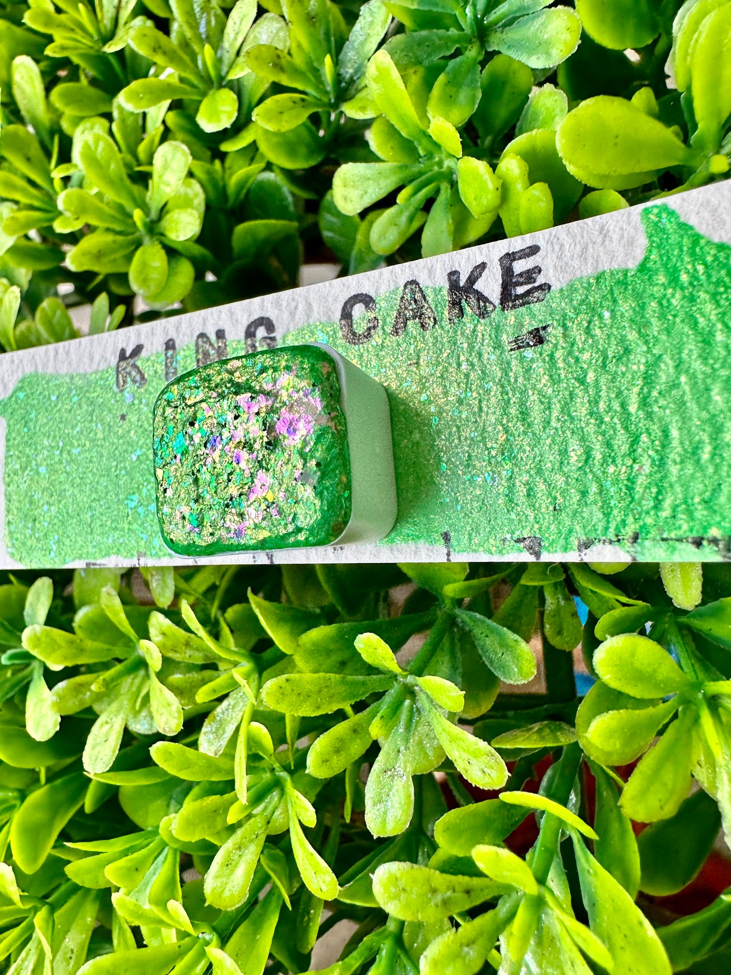 King Cake - Mardi Gras Series | Handmade Watercolors | Handmade Paint | Calligraphy | Lettering | Flake Pigment