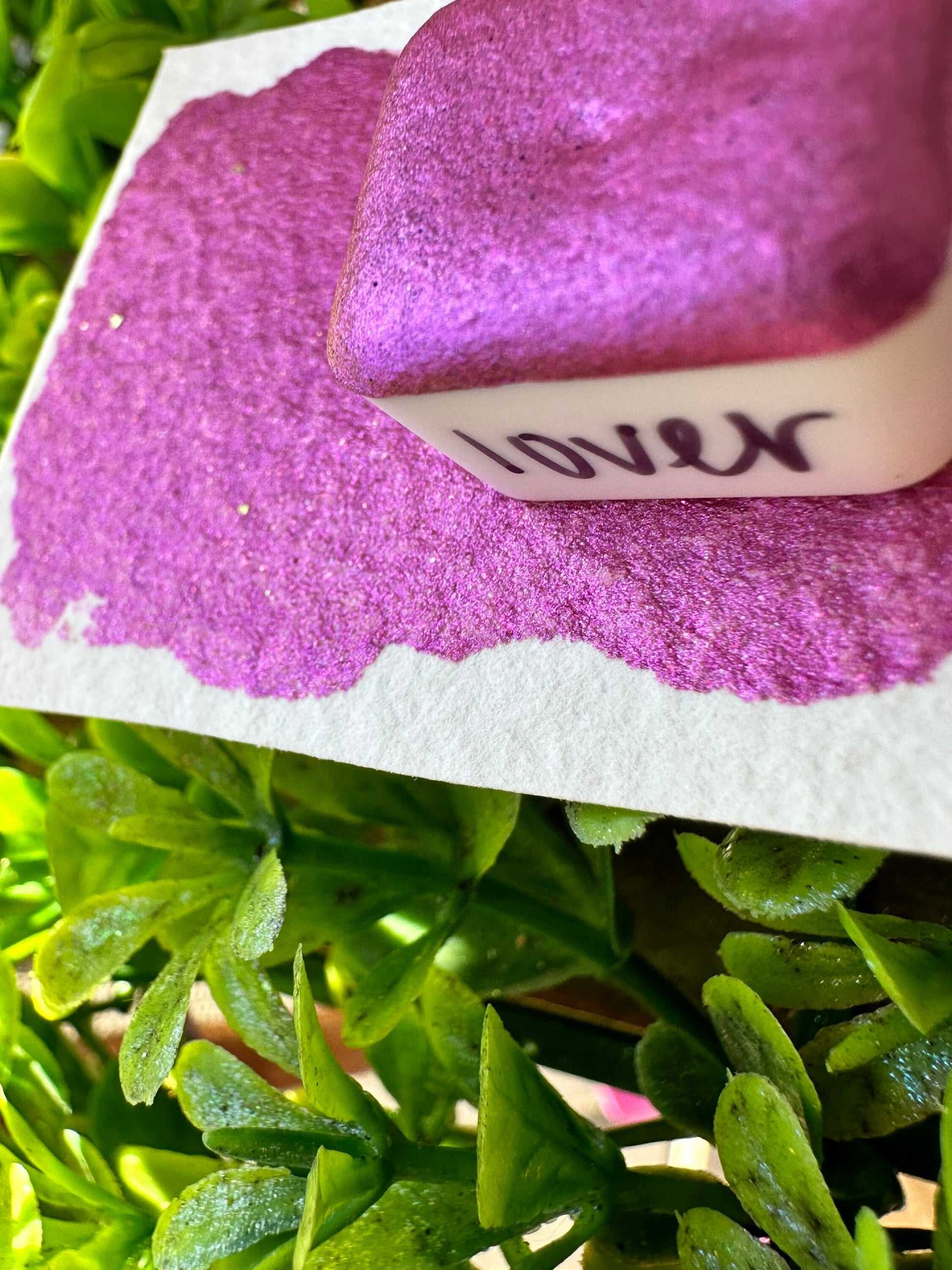 LOVER | Pink Chrome Mix with Flakes | Handmade Watercolors | Handmade Paint | Calligraphy | Lettering | Flake Pigment