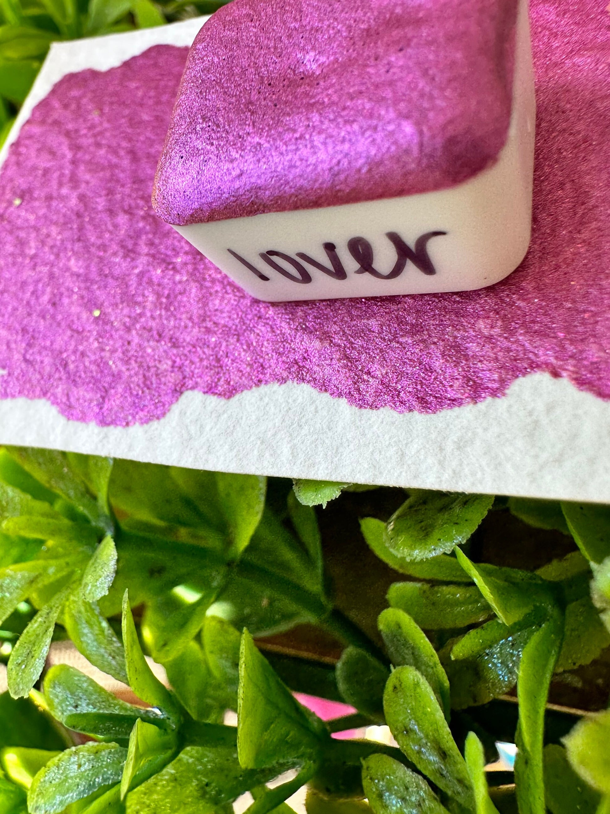 LOVER | Pink Chrome Mix with Flakes | Handmade Watercolors | Handmade Paint | Calligraphy | Lettering | Flake Pigment