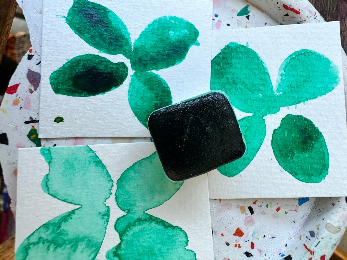 SP Green | Handmade Watercolors | Handmade Cards | Watercolor Florals | Matte Pigment | Half Pans