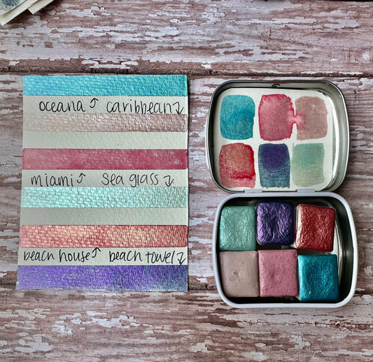 Beach Vibes Collab | Handmade Watercolors | Handmade Paint | Watercolors | Watercolor | Handmade Cards | Calligraphy