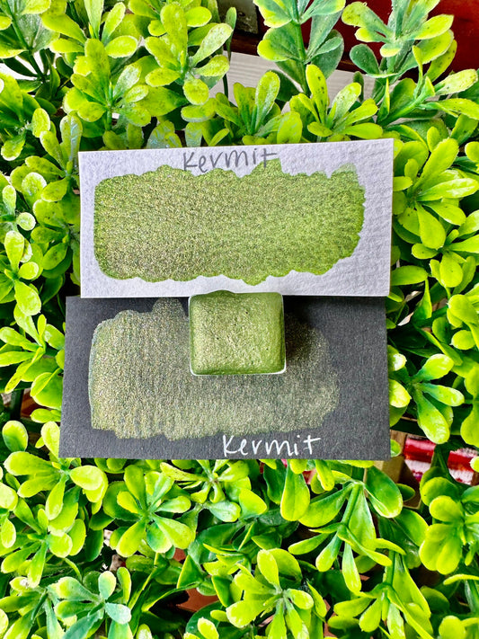 Kermit | Handmade Watercolors | Handmade Paint | Watercolors | Watercolor Artist | Handmade Cards | Glitter Watercolors |