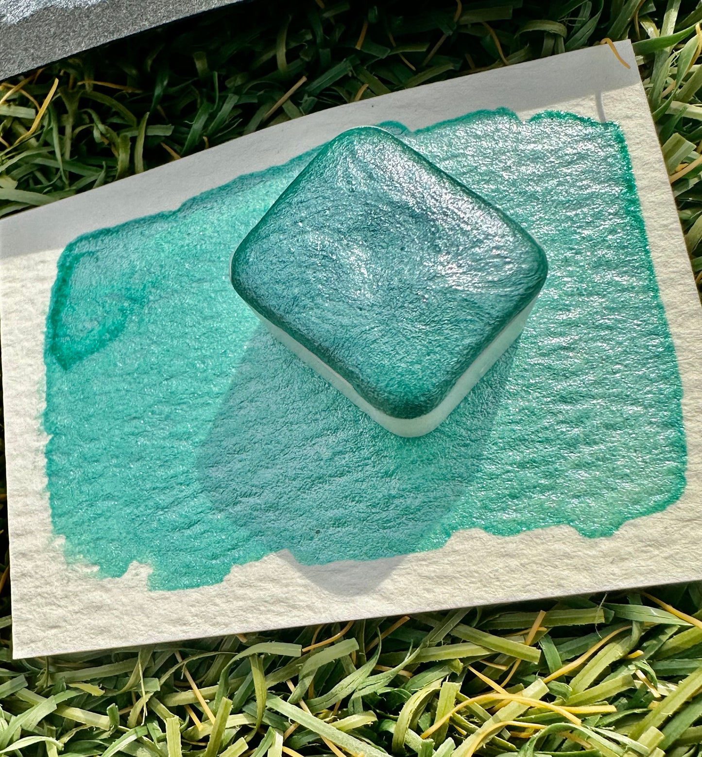 Mermaid Handmade Watercolor in 2 ML half pan, handmade watercolors, colorshift, teal, purple, stocking stuffers, gift ideas, double the size