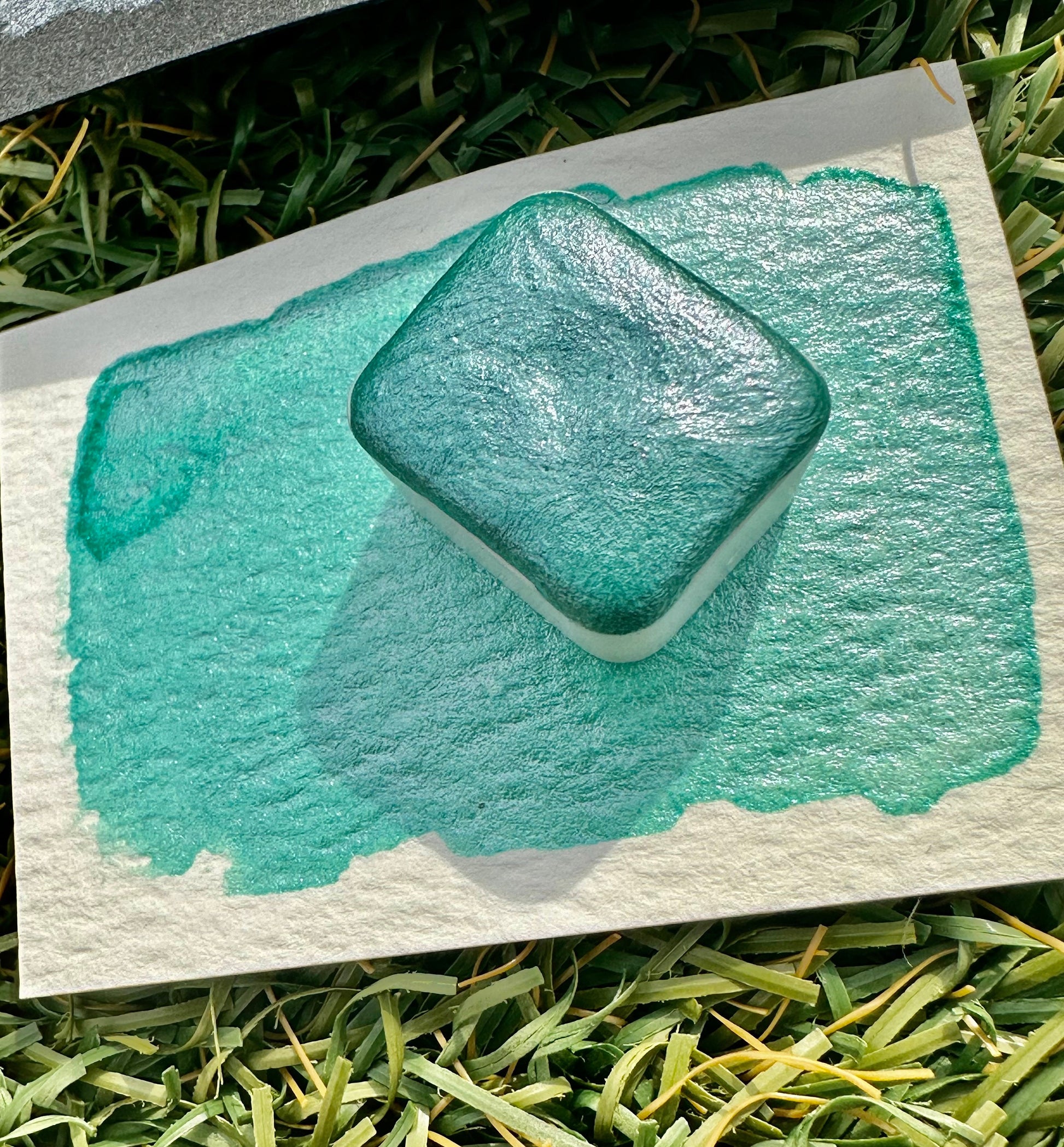 Mermaid Handmade Watercolor in 2 ML half pan, handmade watercolors, colorshift, teal, purple, stocking stuffers, gift ideas, double the size