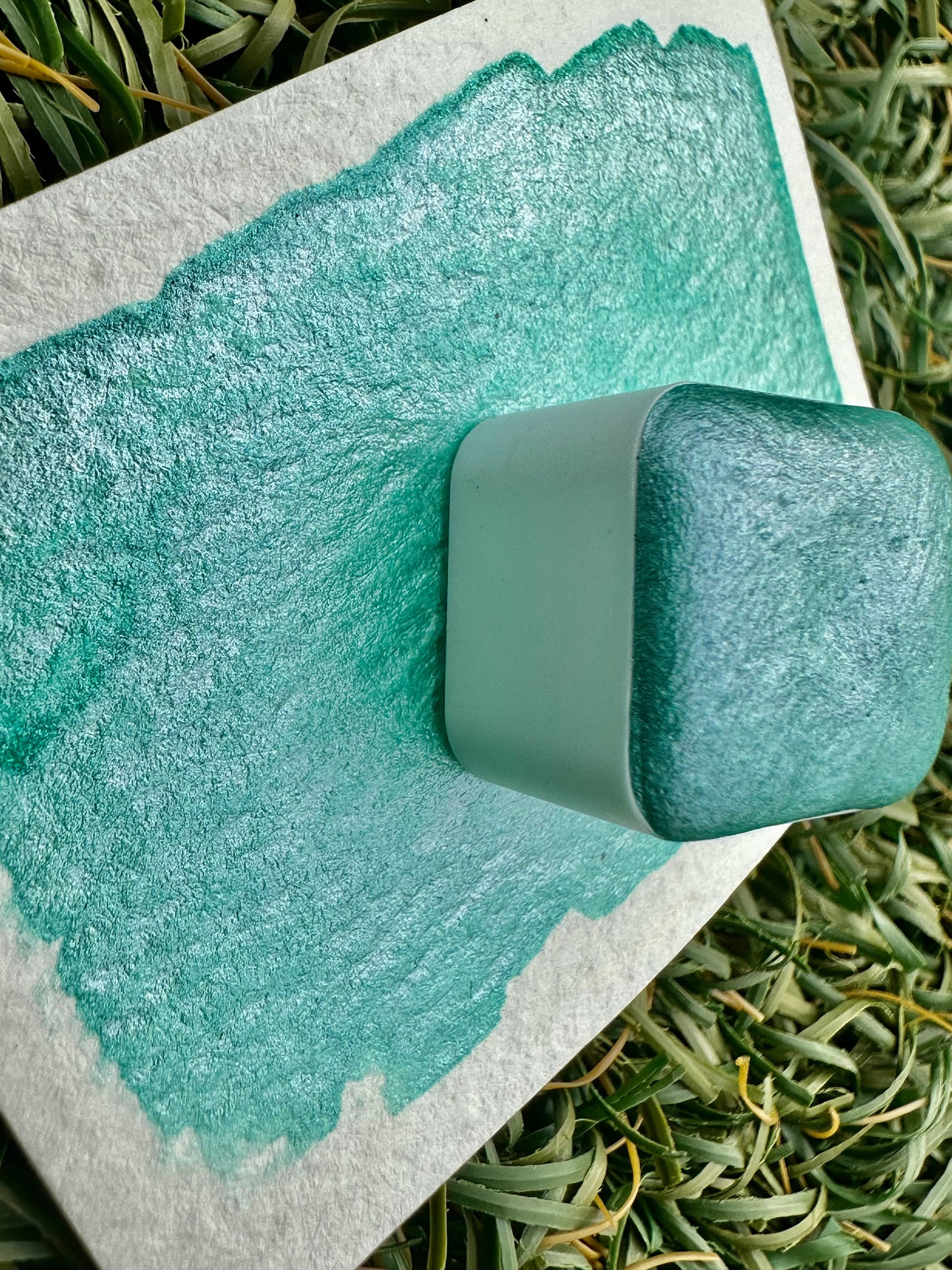 Mermaid Handmade Watercolor in 2 ML half pan, handmade watercolors, colorshift, teal, purple, stocking stuffers, gift ideas, double the size