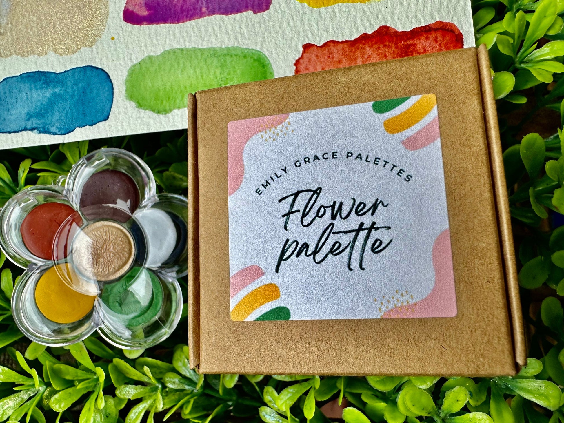 Flower Palette | Handmade Watercolors | Handmade Paint | Watercolors | Watercolor Artist | Handmade Cards | Glitter Watercolors |