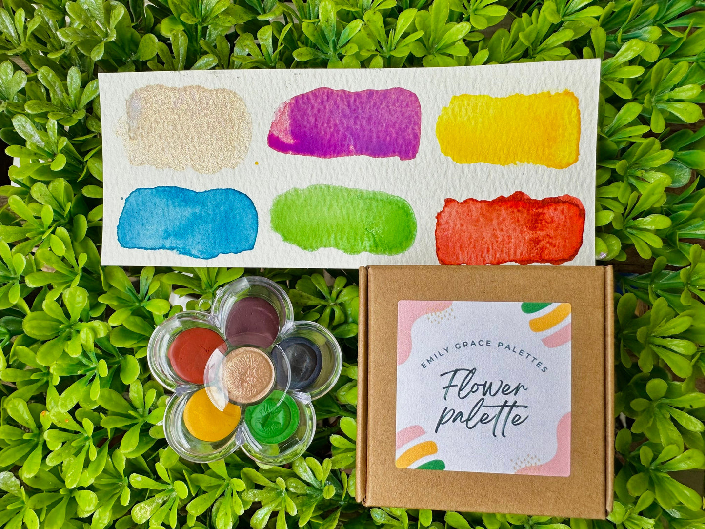 Flower Palette | Handmade Watercolors | Handmade Paint | Watercolors | Watercolor Artist | Handmade Cards | Glitter Watercolors |