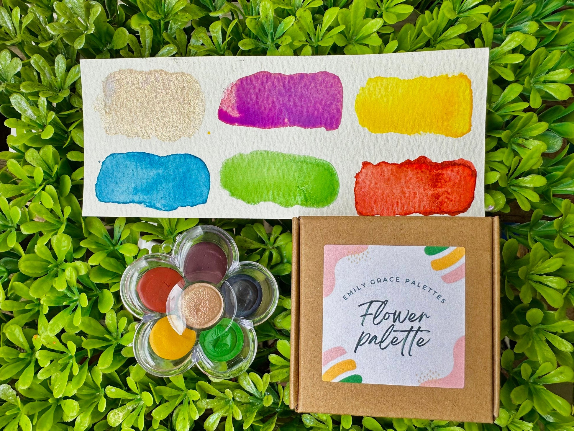 Flower Palette | Handmade Watercolors | Handmade Paint | Watercolors | Watercolor Artist | Handmade Cards | Glitter Watercolors |