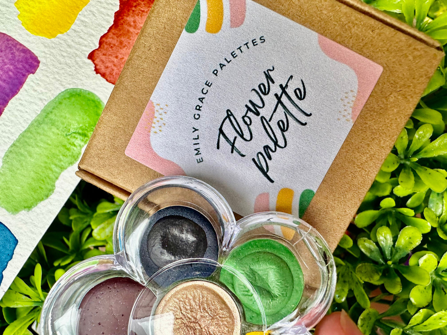 Flower Palette | Handmade Watercolors | Handmade Paint | Watercolors | Watercolor Artist | Handmade Cards | Glitter Watercolors |