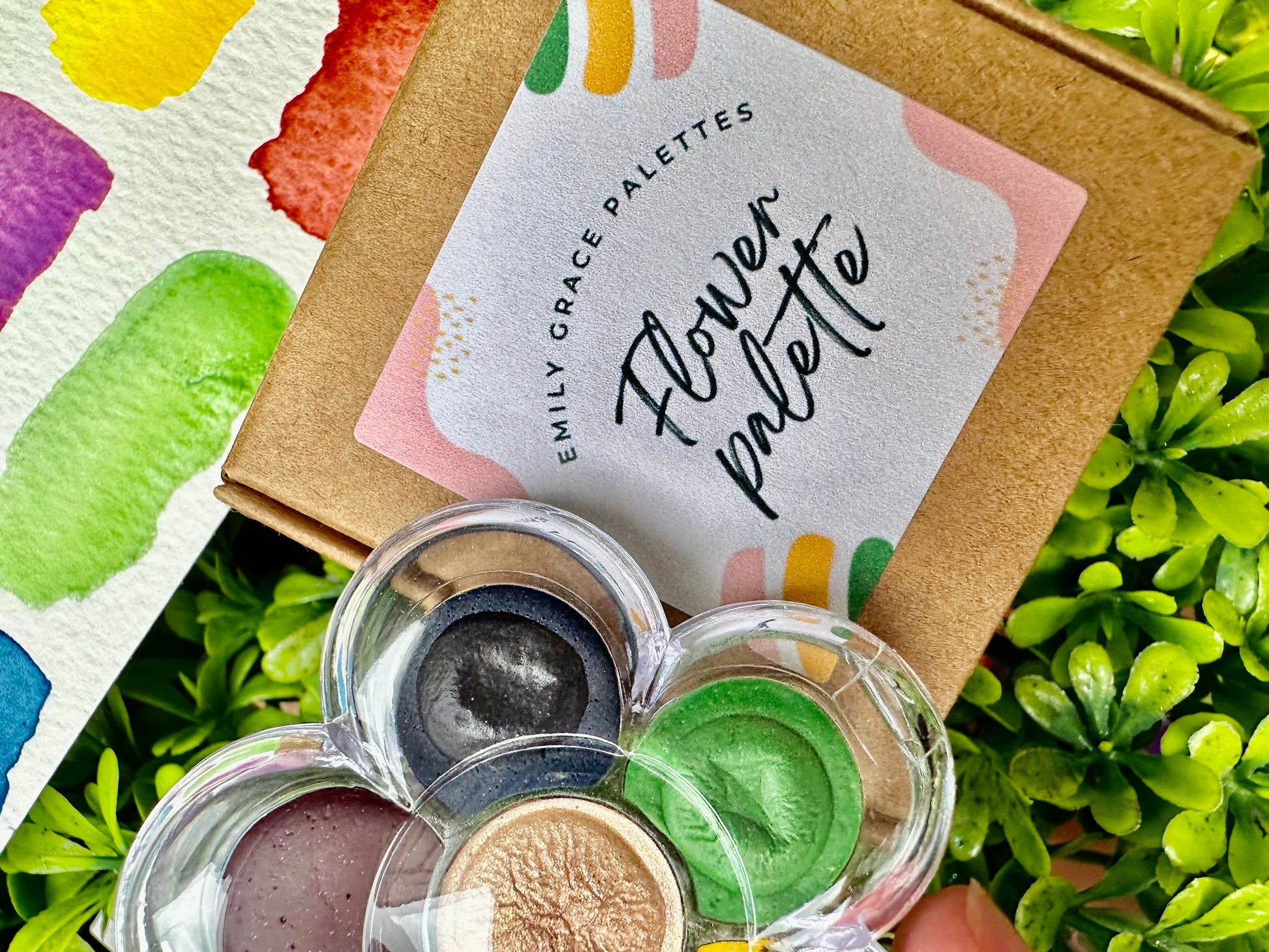 Flower Palette | Handmade Watercolors | Handmade Paint | Watercolors | Watercolor Artist | Handmade Cards | Glitter Watercolors |