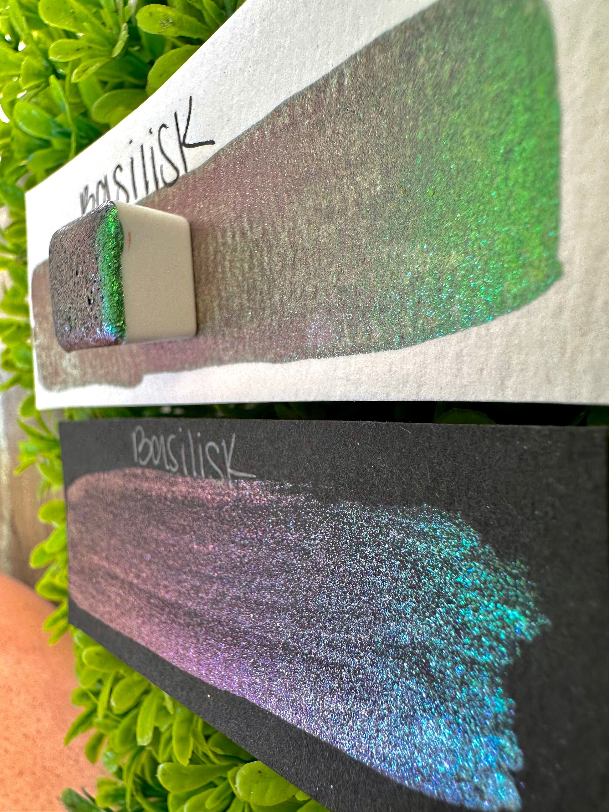 Basilisk | Colorshift | Chameleon, handmade watercolor, watercolors, gift ideas, watercolor art, colorshift paint, handmade cards