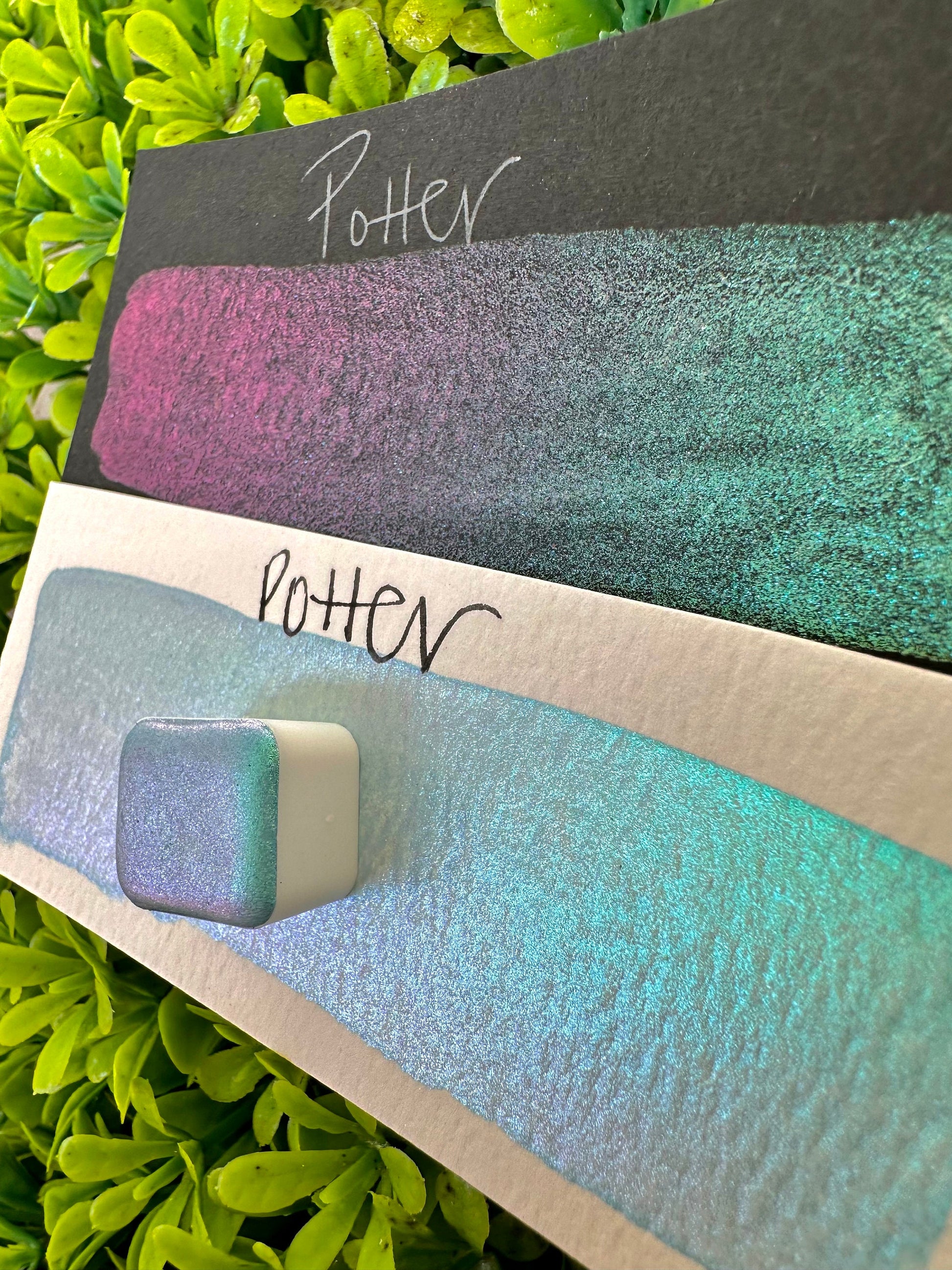 Potter | Colorshift | Chameleon, handmade watercolor, watercolors, gift ideas, watercolor art, colorshift paint, handmade cards