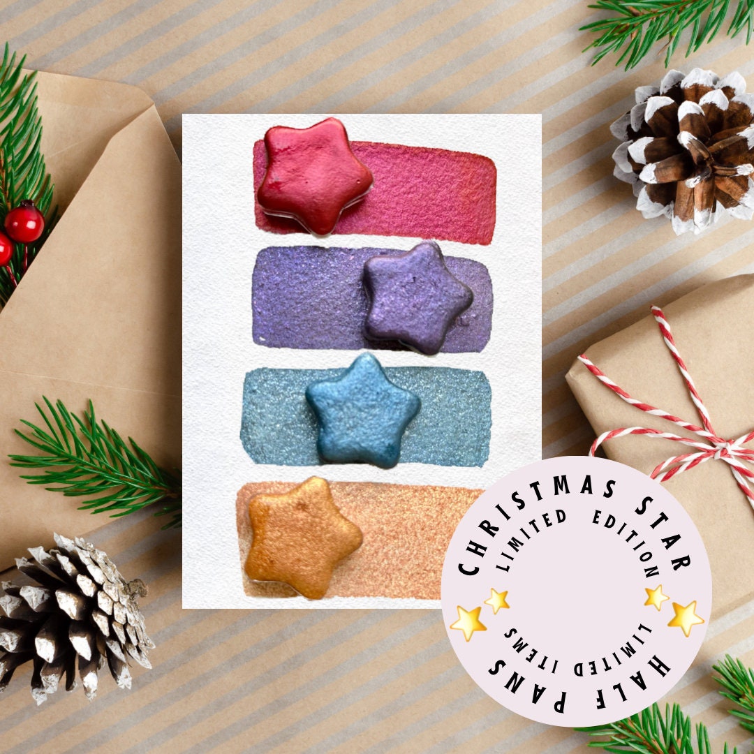 Star Palette | Half Pans | Handmade Watercolors | Gifts | Limited | Holiday Gifts | Shimmer Watercolors | Watercolor Set |
