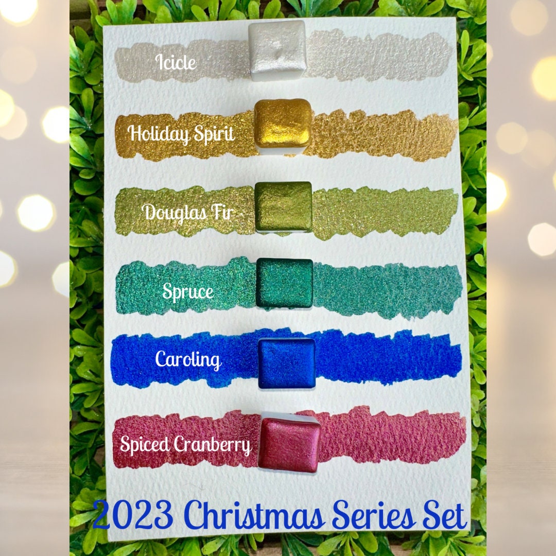 2023 Series Christmas Set | Shimmer Watercolors | Handmade Watercolors | Handmade Paint | Calligraphy | Lettering