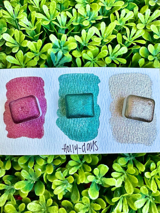 Holly Days Set | Chrome | Handmade Watercolors | Handmade Paint | Watercolors | Watercolor | Watercolor Artist