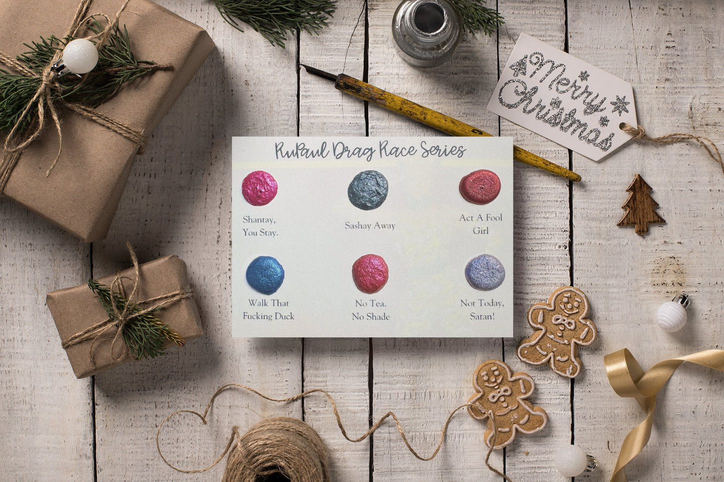 Rupaul Series Card | Handmade Watercolors | Handmade Paint | Shimmer Paint | Colorshift | Dot Cards | Sample