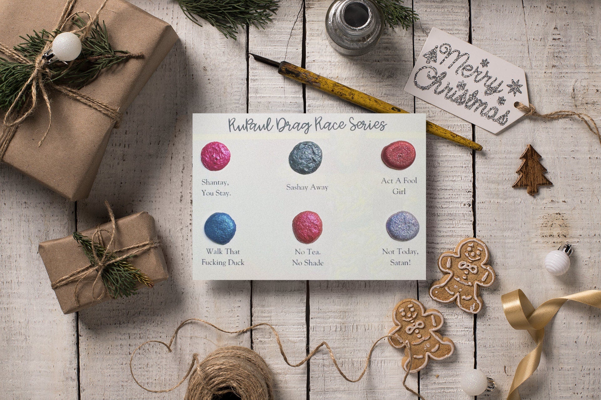 Rupaul Series Card | Handmade Watercolors | Handmade Paint | Shimmer Paint | Colorshift | Dot Cards | Sample