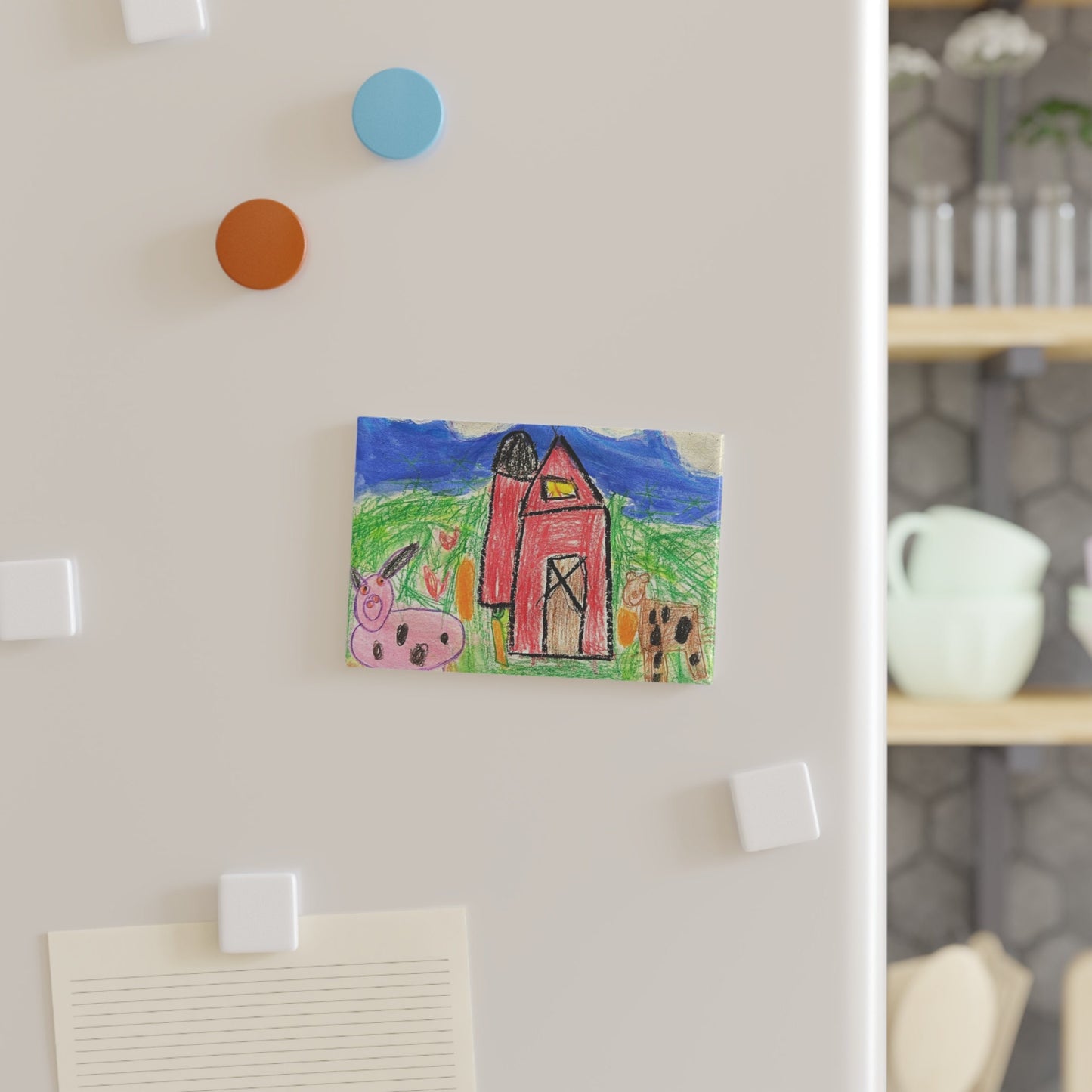 Paisley Faith Rodeo Art | Rodeo Fair | Child Art | Cute Farm | Childs Farm Art | Button Magnet, Rectangle (1 & 10 pcs)