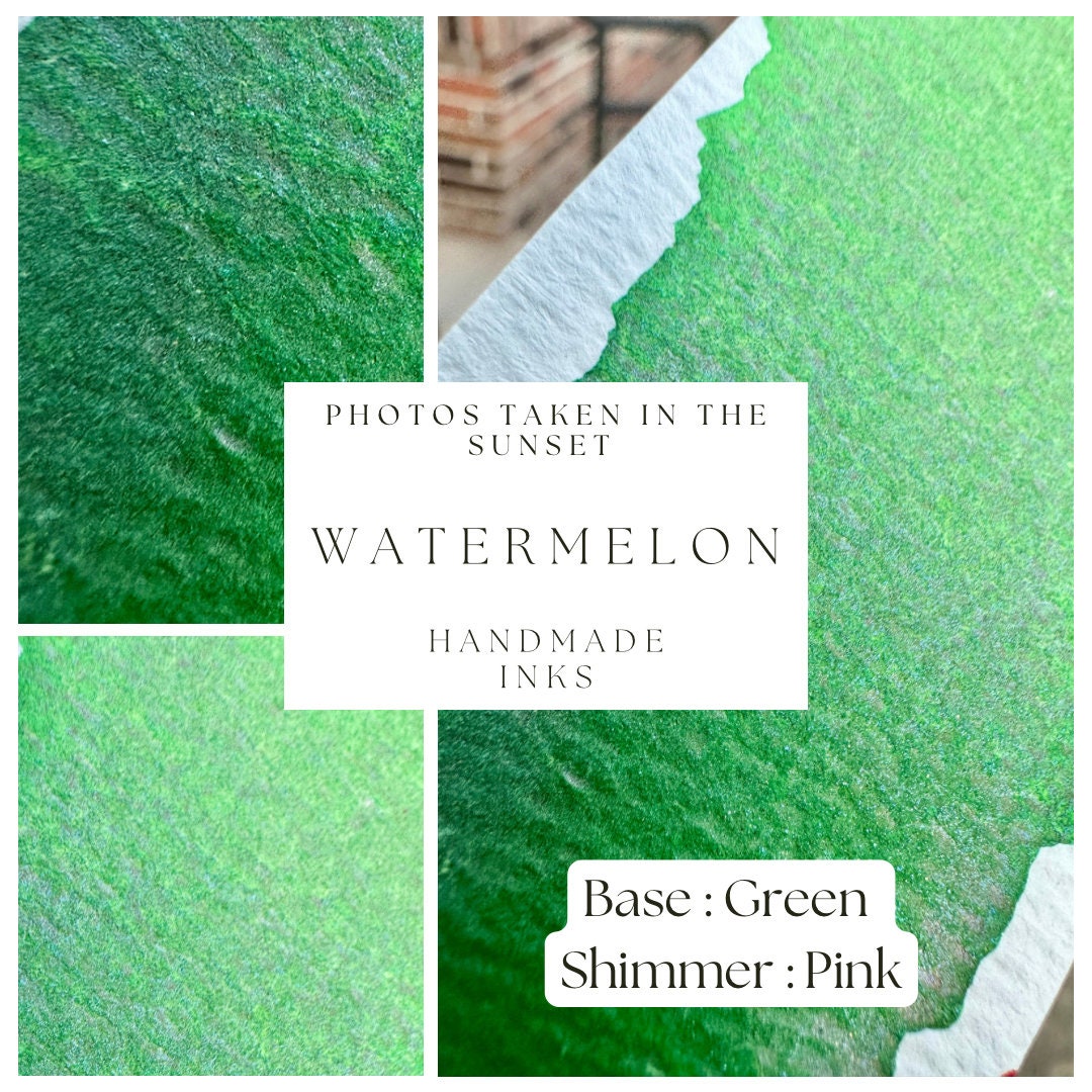 Watermelon | Shimmer Ink | Handmade Ink | Calligrapby | Stencils | Handmade Cards| Watercolor Art | Colorshift Ink | Shimmer Ink